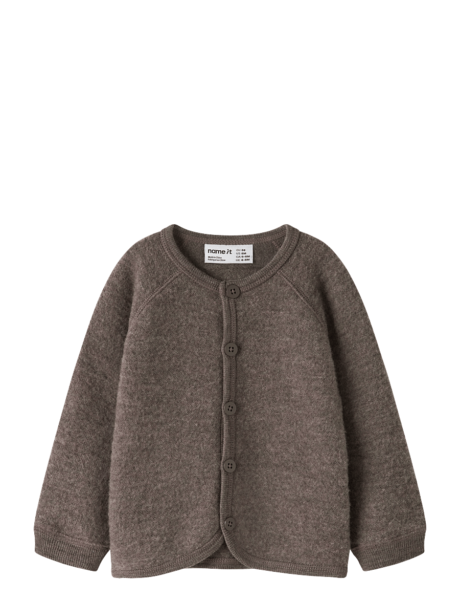 name it - NBFWMINO WOOL BRU LS CARD - cardigans - morel - 0