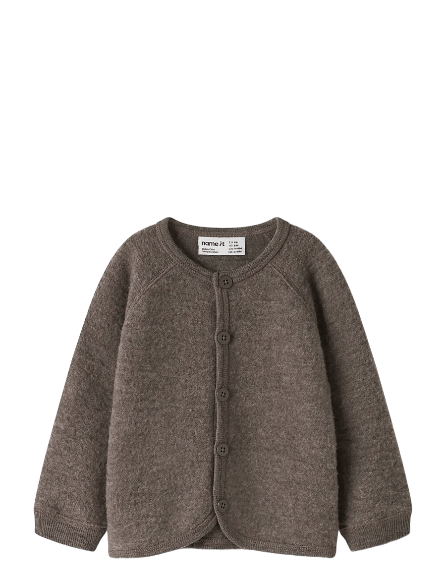 name it - NBFWMINO WOOL BRU LS CARD - cardigans - morel - 2