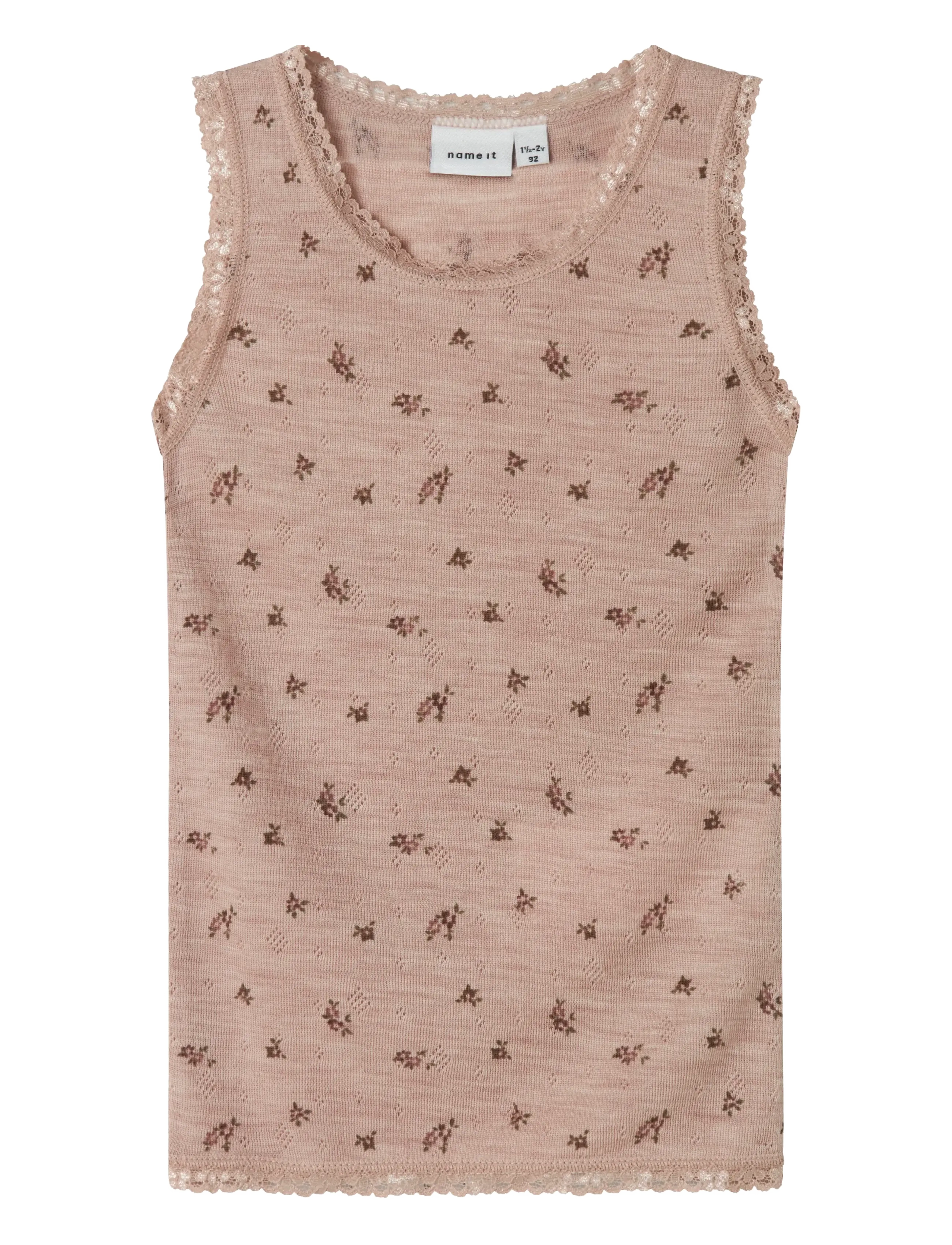 name it NMFWANG WOOL NEEDLE TANK TOP - T-shirts - SHADOW GRAY / pink/rose