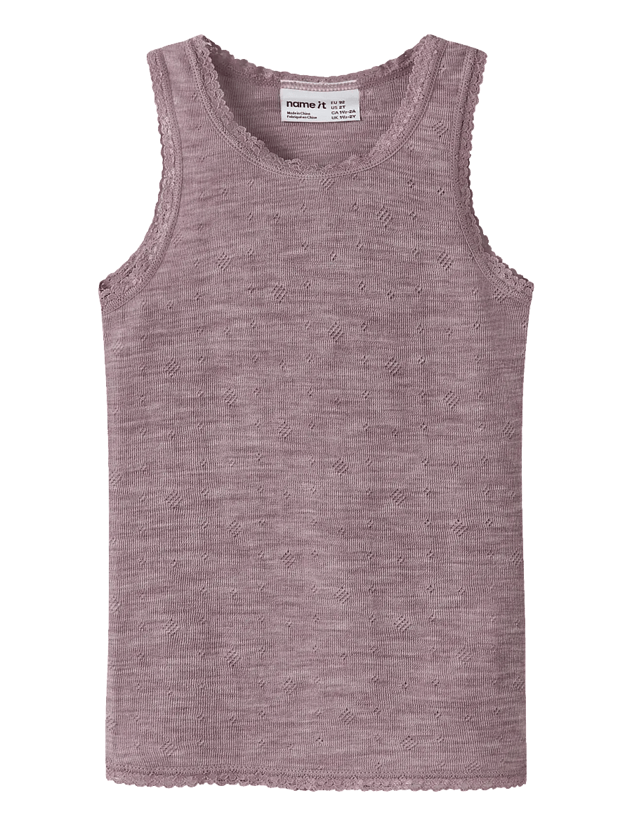 name it - NMFWANG WOOL NEEDLE TANK TOP - toadstool - 0