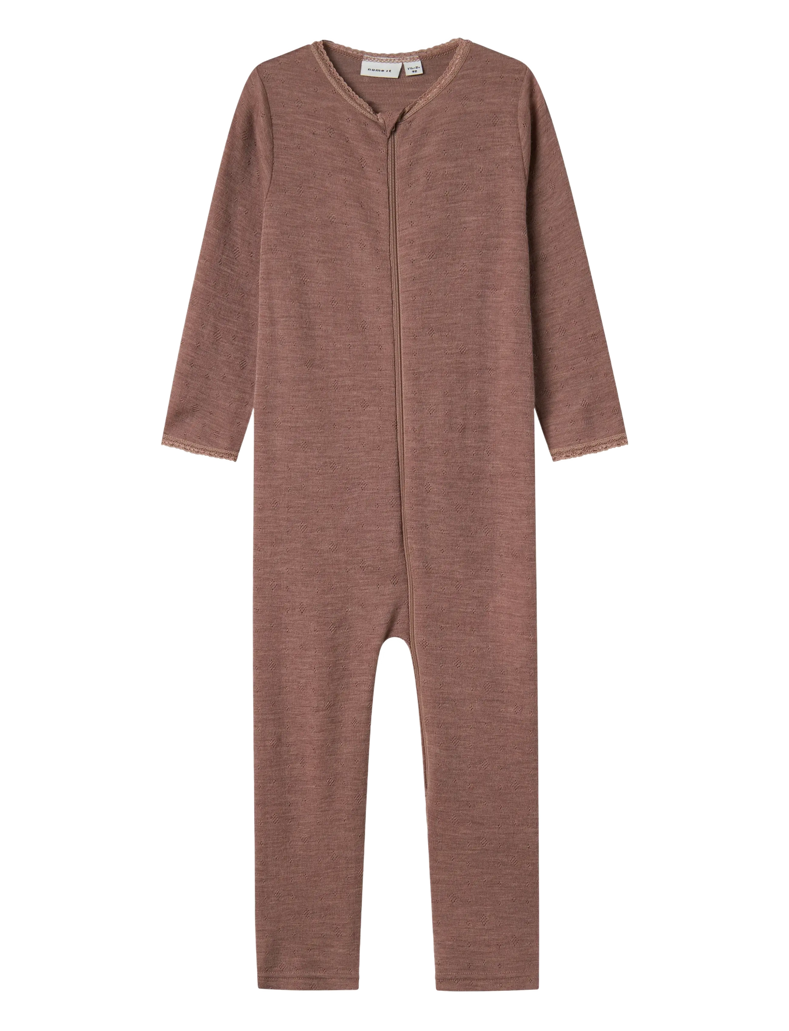 NAME IT Nmfwang Wolle Needle Nightsuit Solid Braun - 92 - Kinder