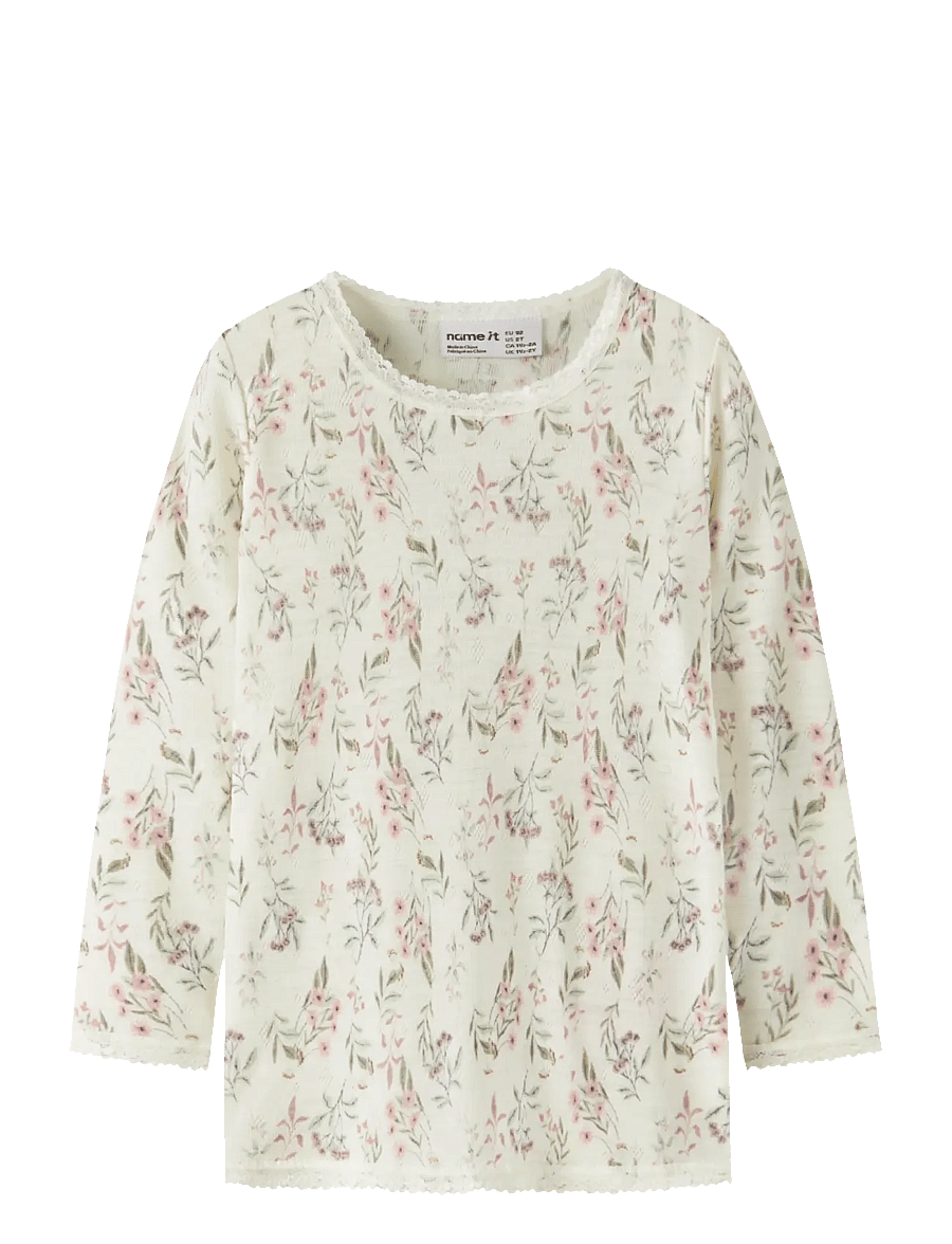 name it - NMFWANG WOOL NEEDLE LS TOP NOOS - langärmelig - snow white - 0