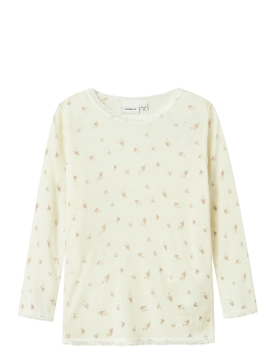 name it - NMFWANG WOOL NEEDLE LS TOP NOOS - langärmelig - snow white - 0