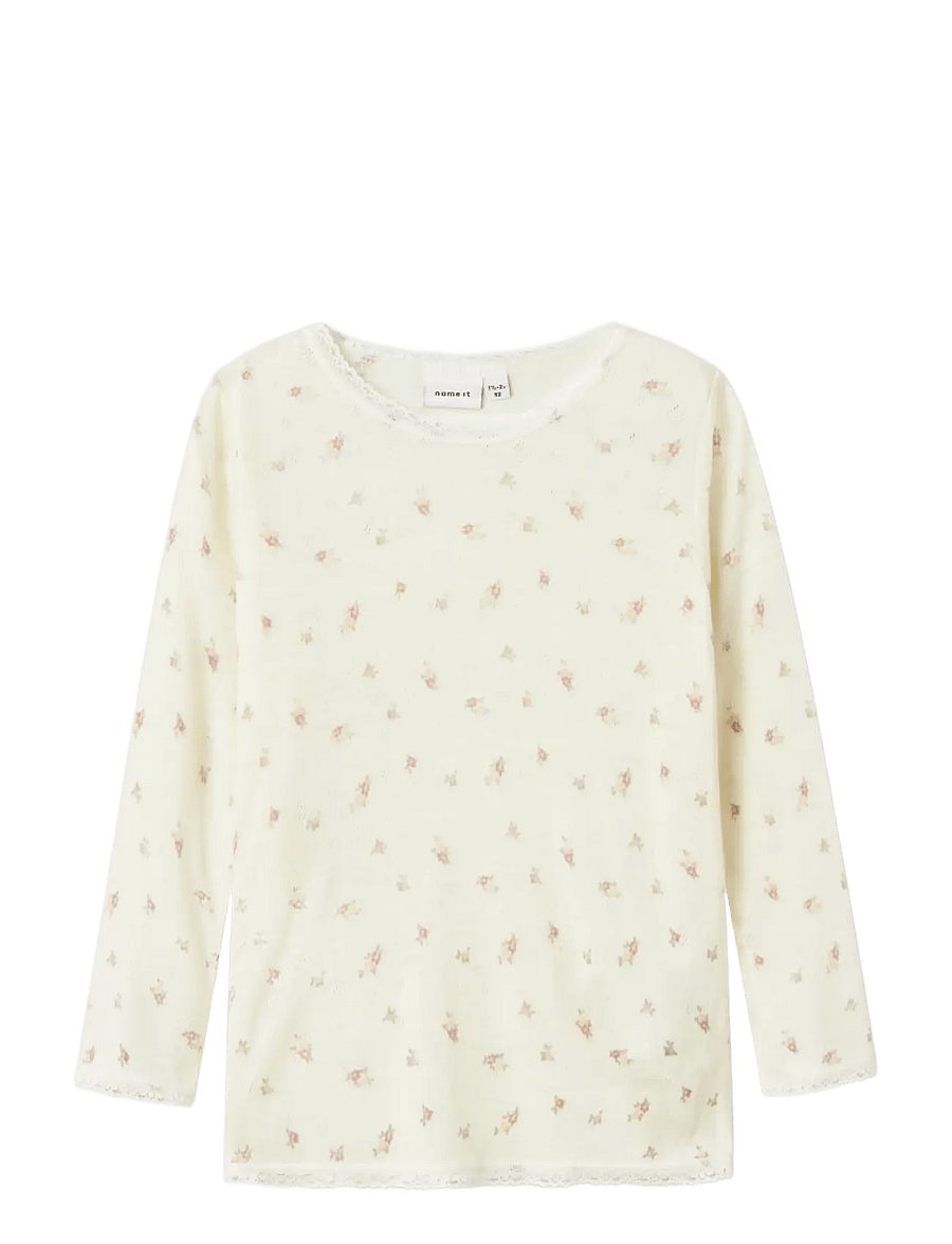 name it - NMFWANG WOOL NEEDLE LS TOP NOOS - langärmelig - snow white - 2