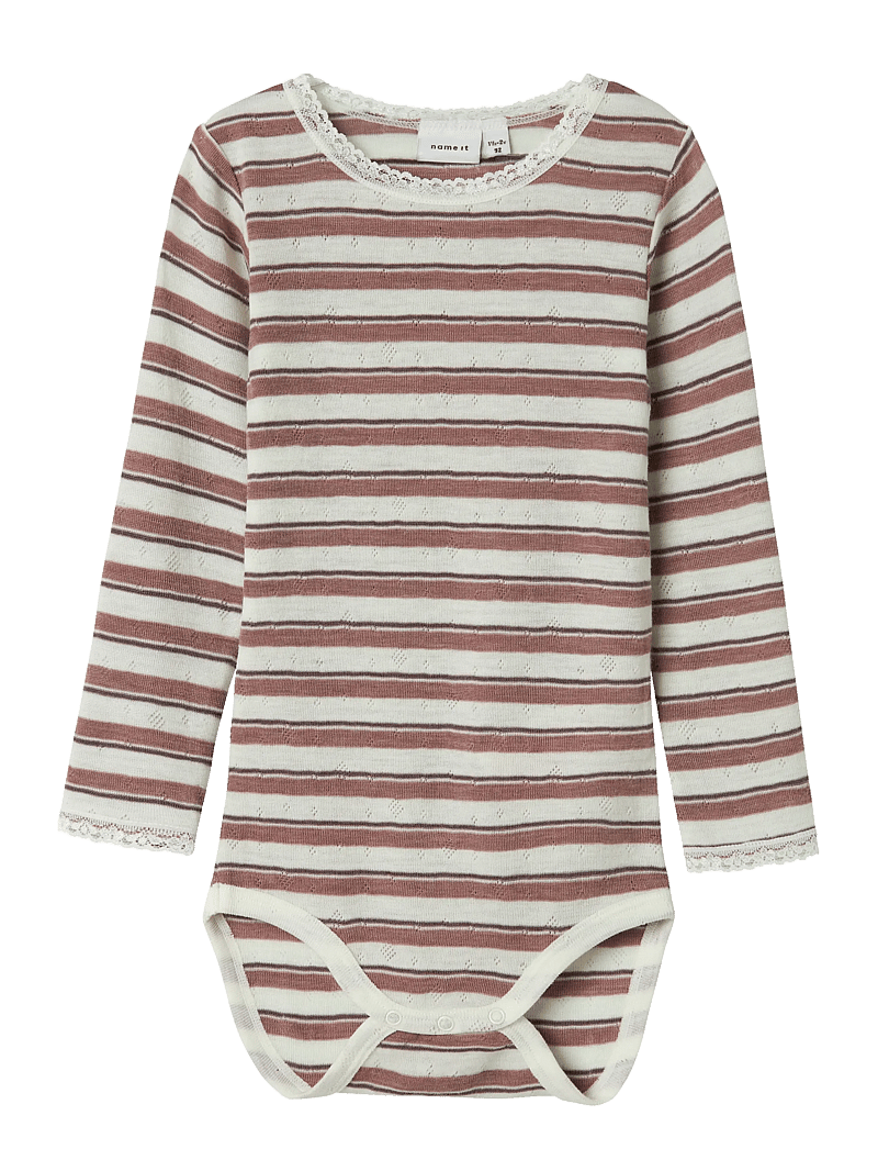 name it - NMFWANG WOOL NEEDLE LS BODY - base layer baby - antler - 1