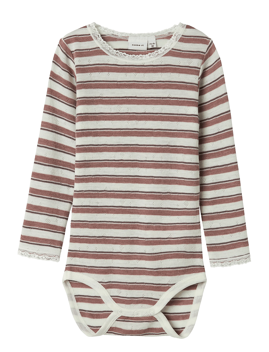 name it - NMFWANG WOOL NEEDLE LS BODY - base layer baby - antler - 1