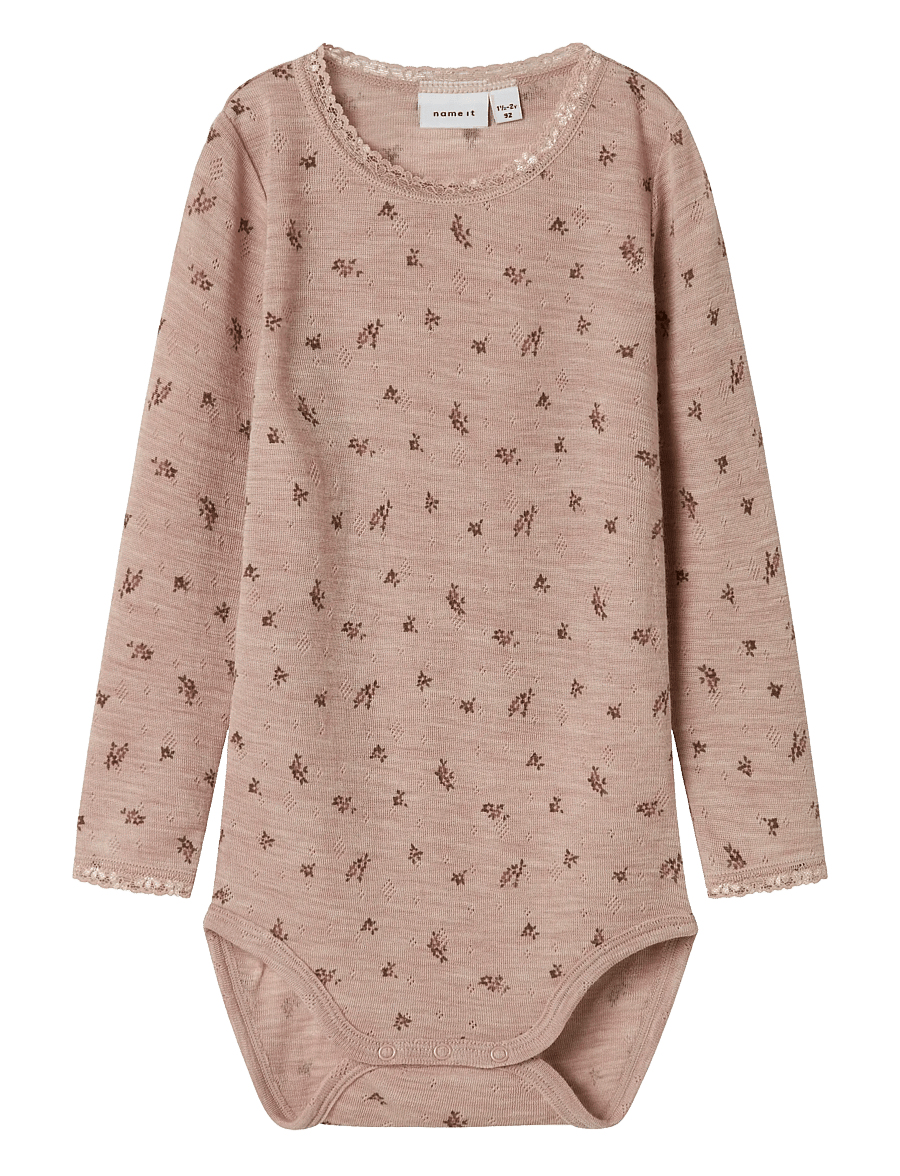 name it - NMFWANG WOOL NEEDLE LS BODY - base layer baby - shadow gray - 1