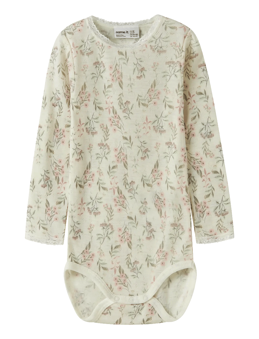 name it - NMFWANG WOOL NEEDLE LS BODY - base layer baby - snow white - 0