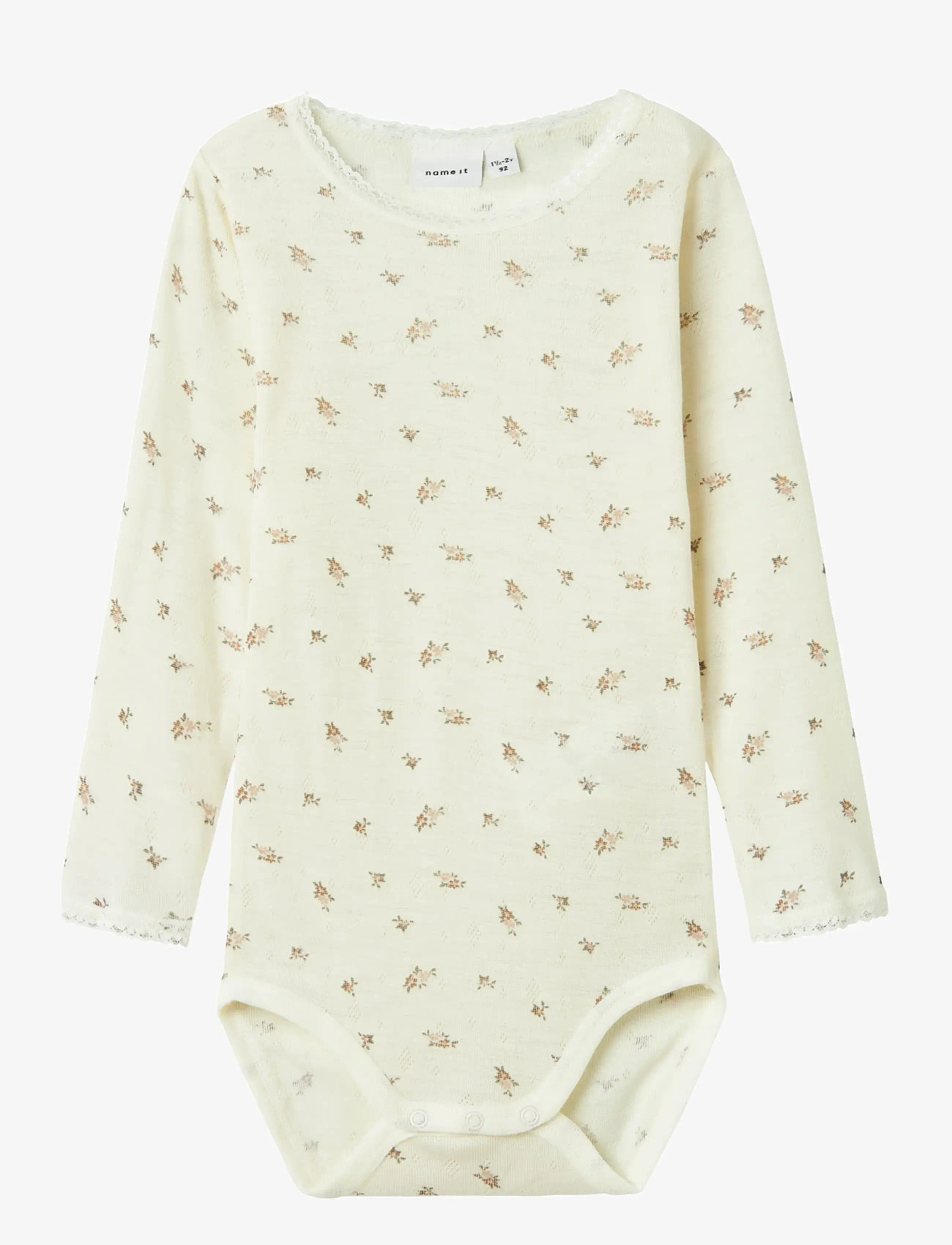 name it - NMFWANG WOOL NEEDLE LS BODY - uldundertøj baby - snow white - 0