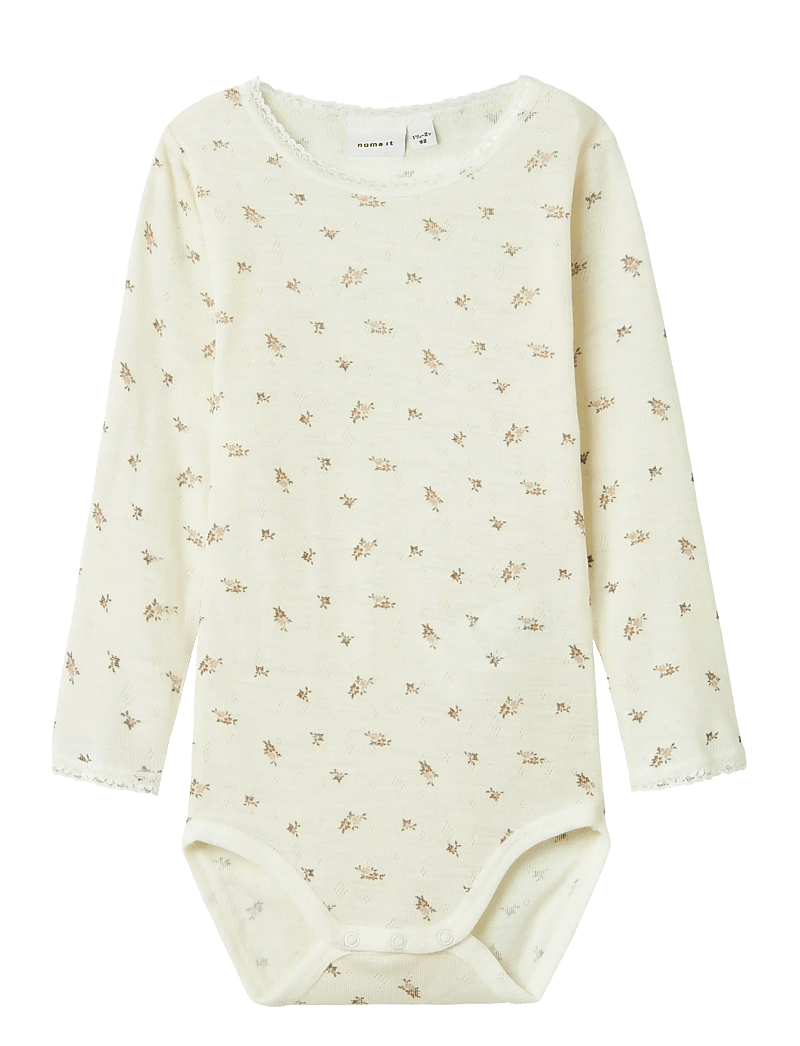 name it - NMFWANG WOOL NEEDLE LS BODY - uldundertøj baby - snow white - 0