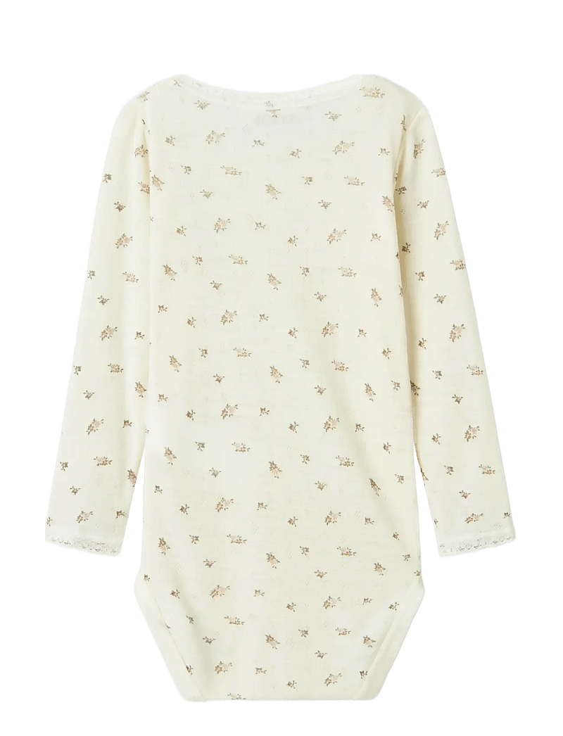 name it - NMFWANG WOOL NEEDLE LS BODY - uldundertøj baby - snow white - 1
