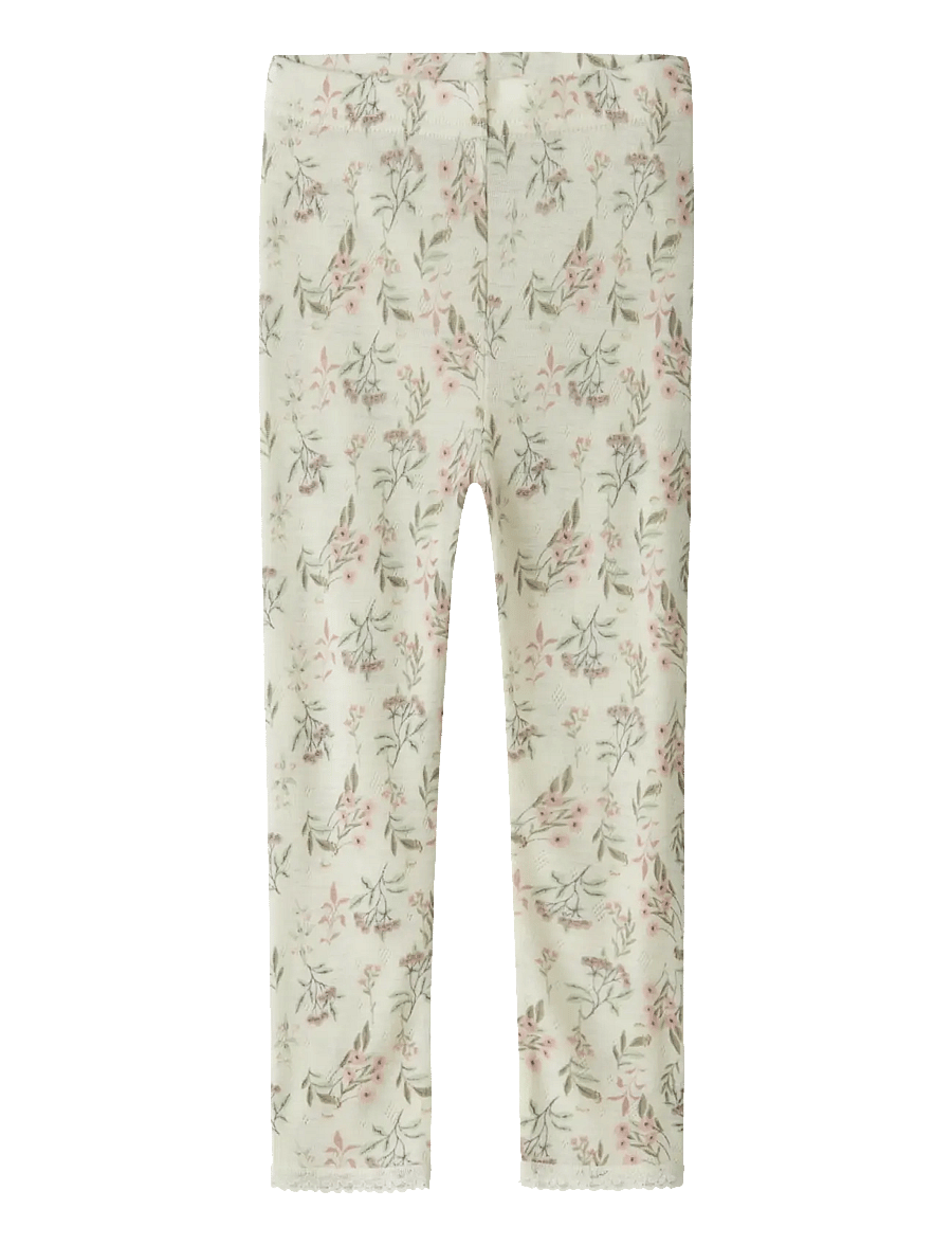 name it - NMFWANG WOOL NEEDLE LEGGING NOOS - base layer baby - snow white - 1