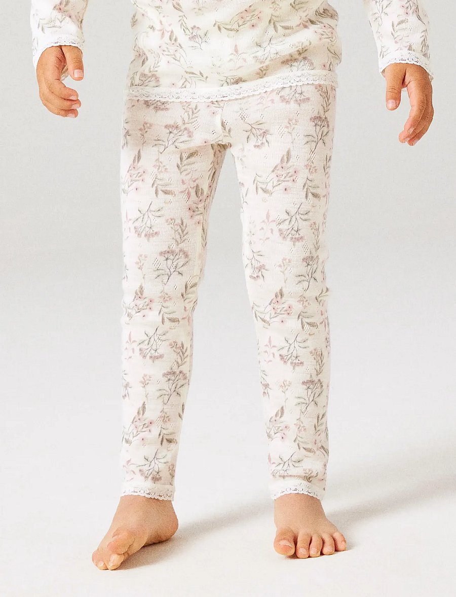 name it - NMFWANG WOOL NEEDLE LEGGING NOOS - base layer baby - snow white - 2
