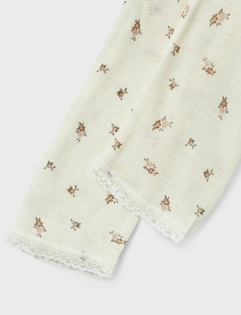 name it - NMFWANG WOOL NEEDLE LEGGING NOOS - base layer baby - snow white - 0