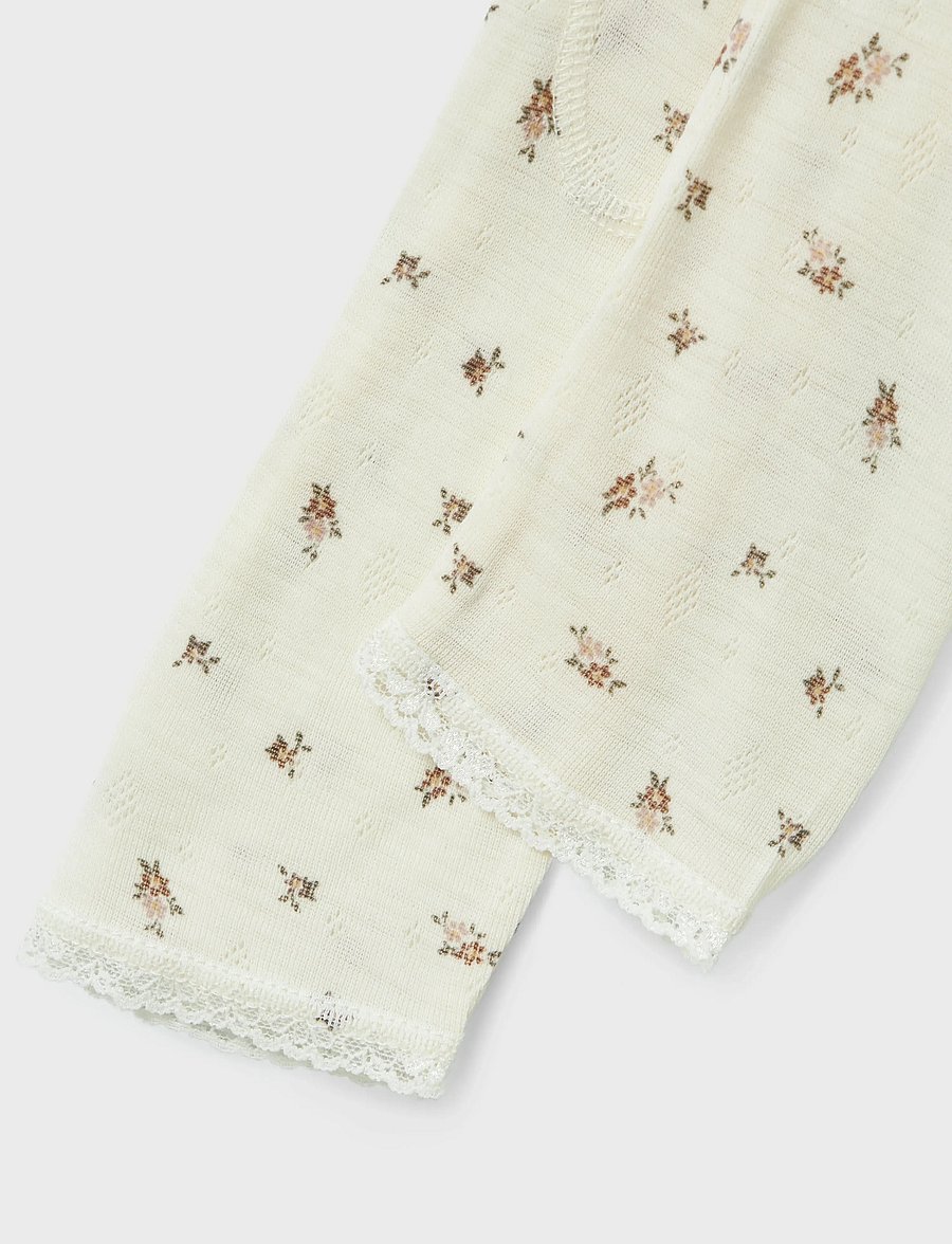 name it - NMFWANG WOOL NEEDLE LEGGING NOOS - base layer baby - snow white - 0