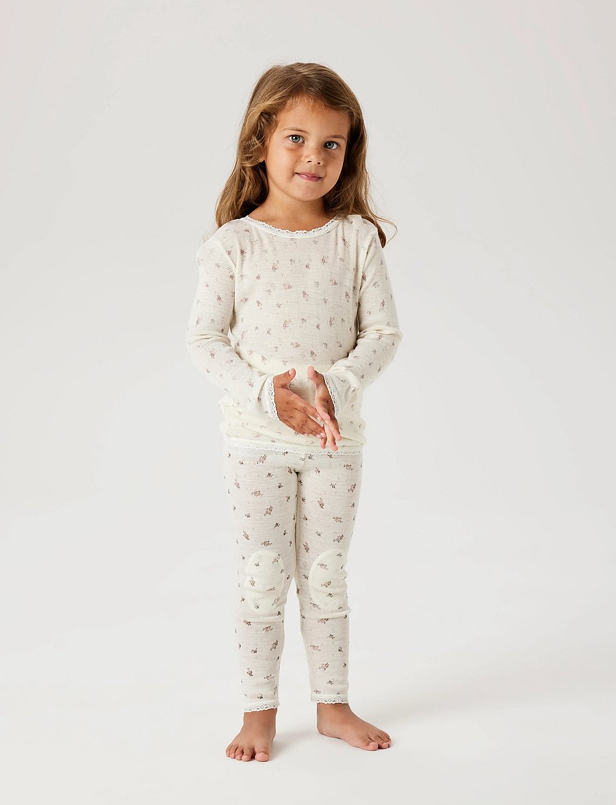 name it - NMFWANG WOOL NEEDLE LEGGING NOOS - base layer baby - snow white - 4