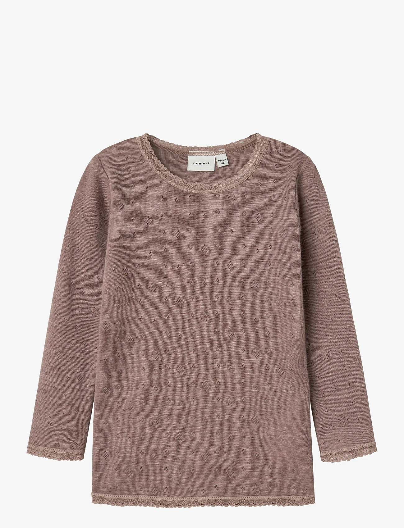 name it - NMFWANG WOOL NEEDLE LS TOP SOLID NOOS - langærmede t-shirts - antler - 1