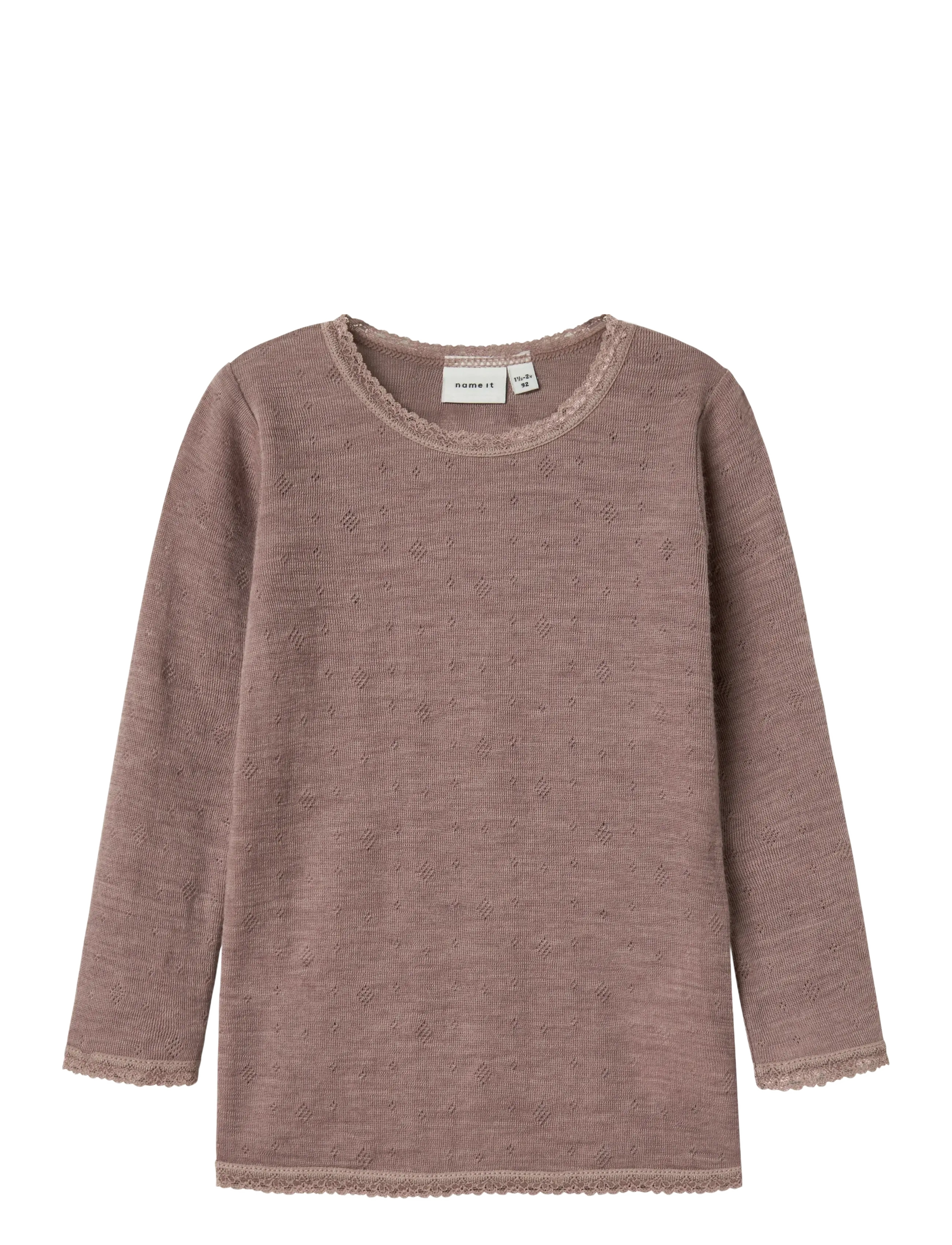 name it NMFWANG WOOL NEEDLE LS TOP SOLID NOOS - Underställ - ANTLER / pink/rose