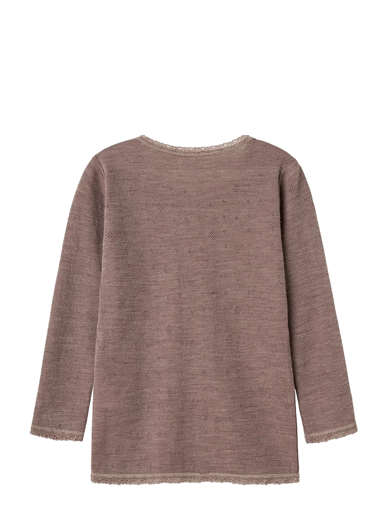 name it - NMFWANG WOOL NEEDLE LS TOP SOLID NOOS - langærmede t-shirts - antler - 2