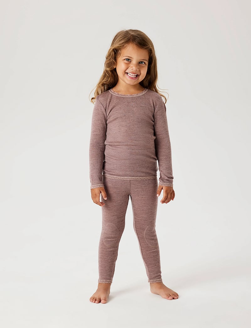 name it - NMFWANG WOOL NEEDLE LS TOP SOLID NOOS - langærmede t-shirts - antler - 0