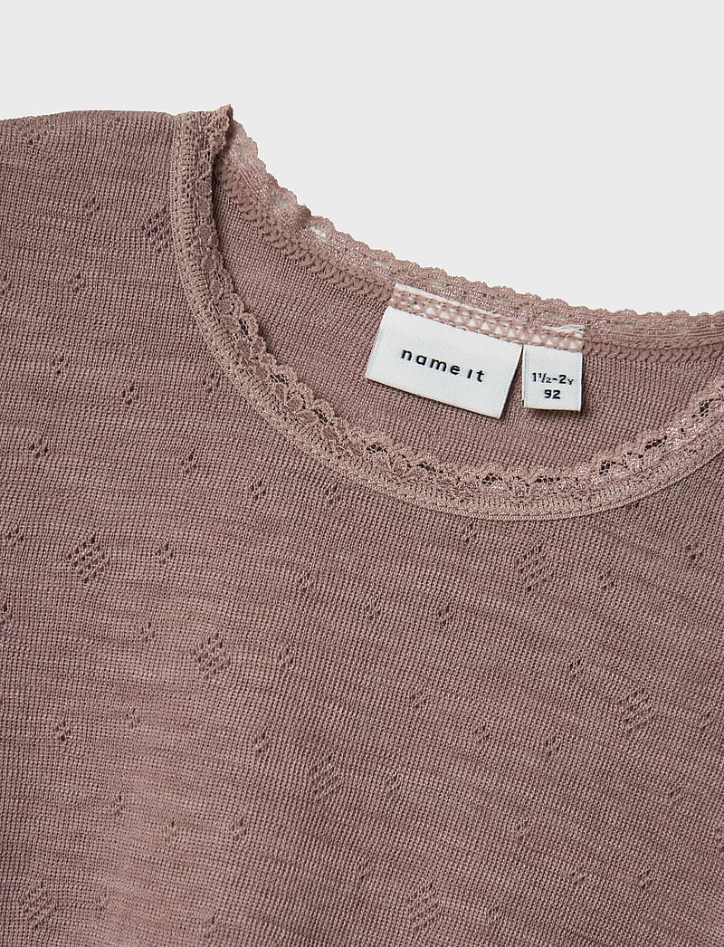 name it - NMFWANG WOOL NEEDLE LS TOP SOLID NOOS - langærmede t-shirts - antler - 3