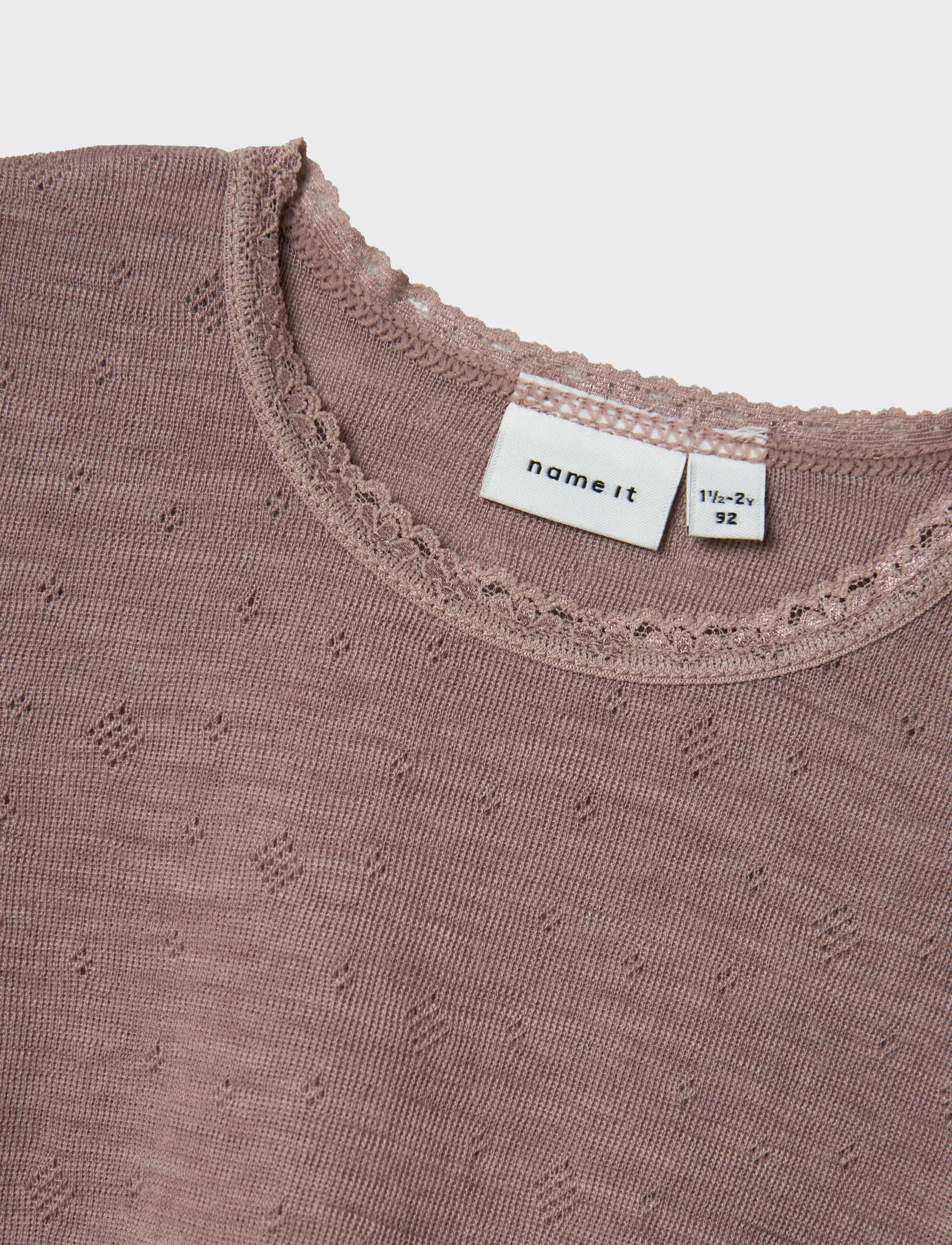 name it - NMFWANG WOOL NEEDLE LS TOP SOLID NOOS - pitkähihaiset t-paidat - antler - 3