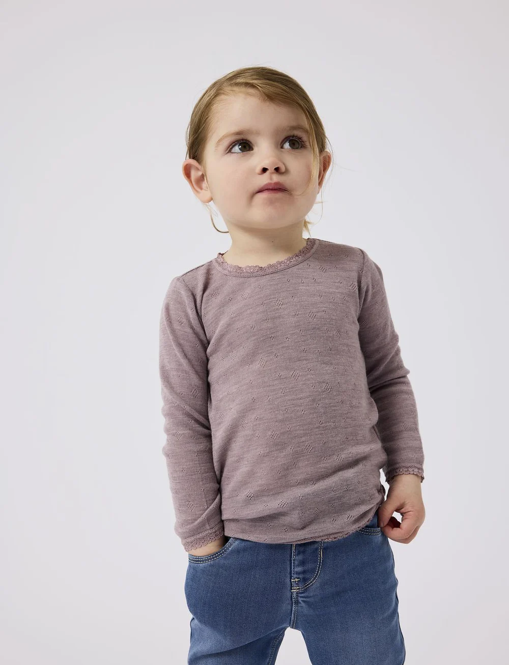 name it - NMFWANG WOOL NEEDLE LS TOP SOLID NOOS - langærmede t-shirts - purple dove - 0