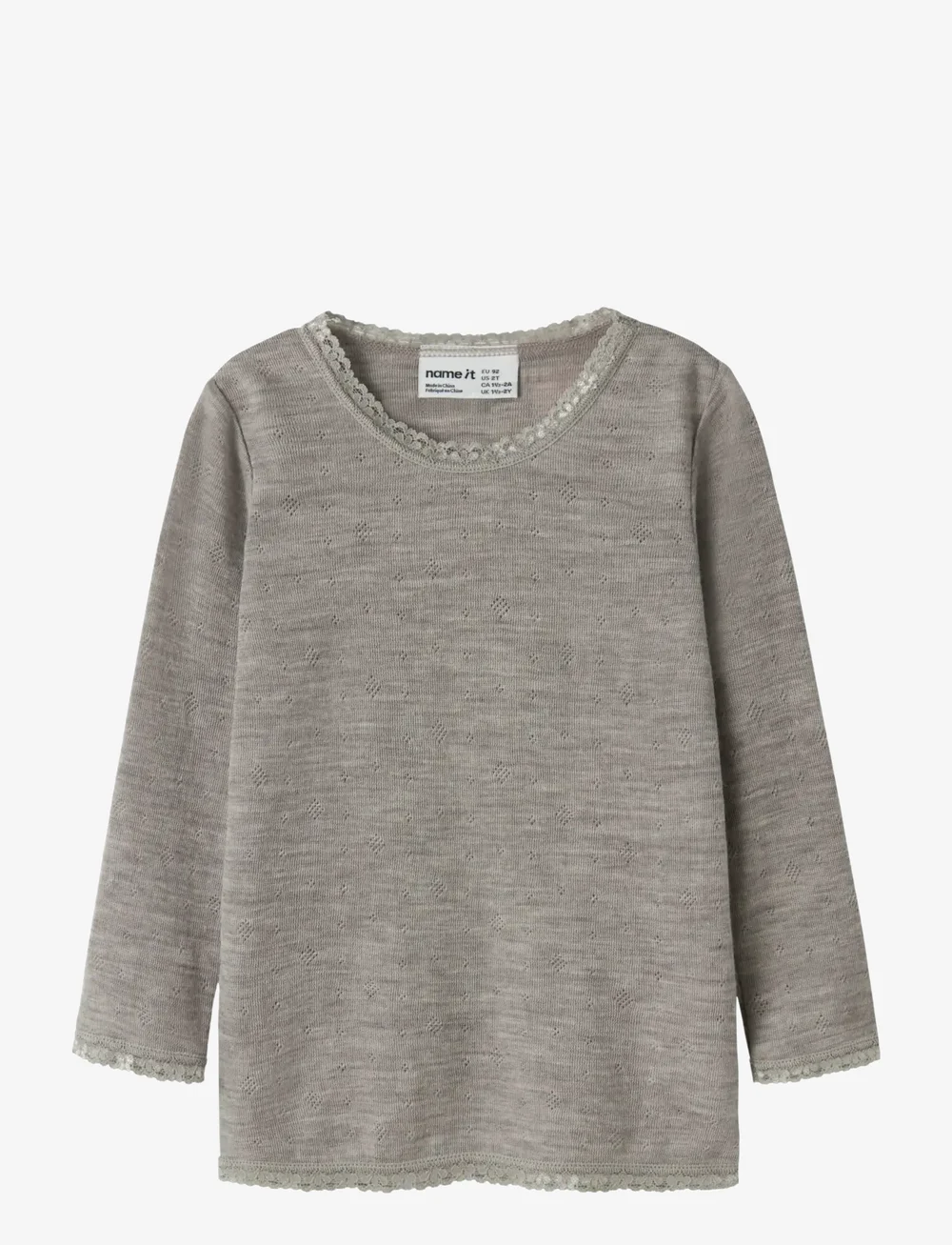 name it - NMFWANG WOOL NEEDLE LS TOP SOLID NOOS - long-sleeved t-shirts - satellite - 0