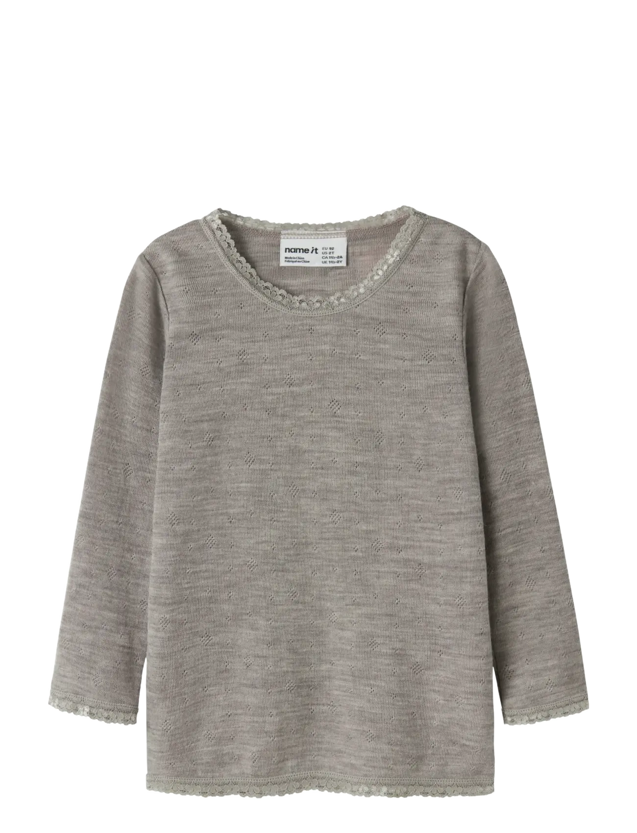 name it NMFWANG WOOL NEEDLE LS TOP SOLID NOOS - Uldundertøj baby - SATELLITE / brown