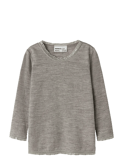Nmfwang Wool Needle Ls Top Solid Noos - LangæRmede T-Shirts