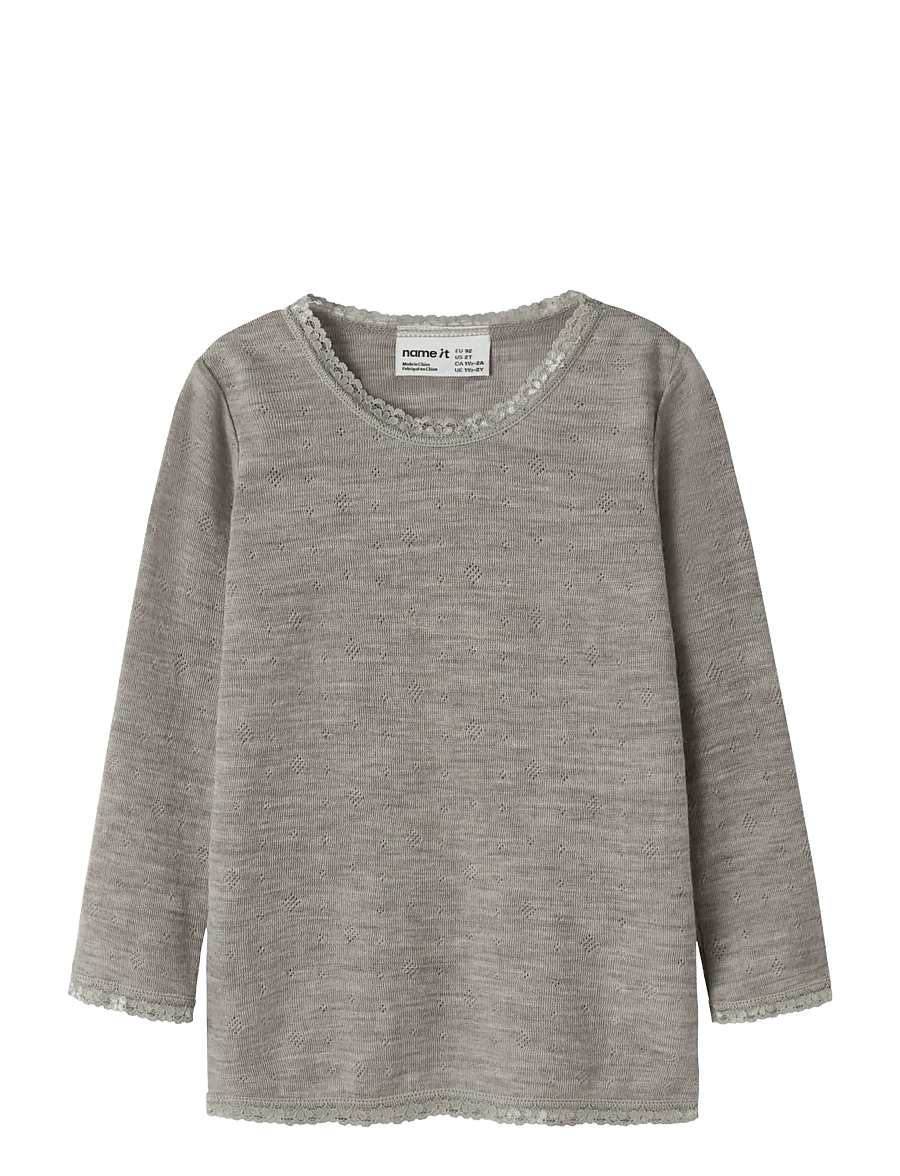 name it - NMFWANG WOOL NEEDLE LS TOP SOLID NOOS - pikkade varrukatega t-särgid - satellite - 0