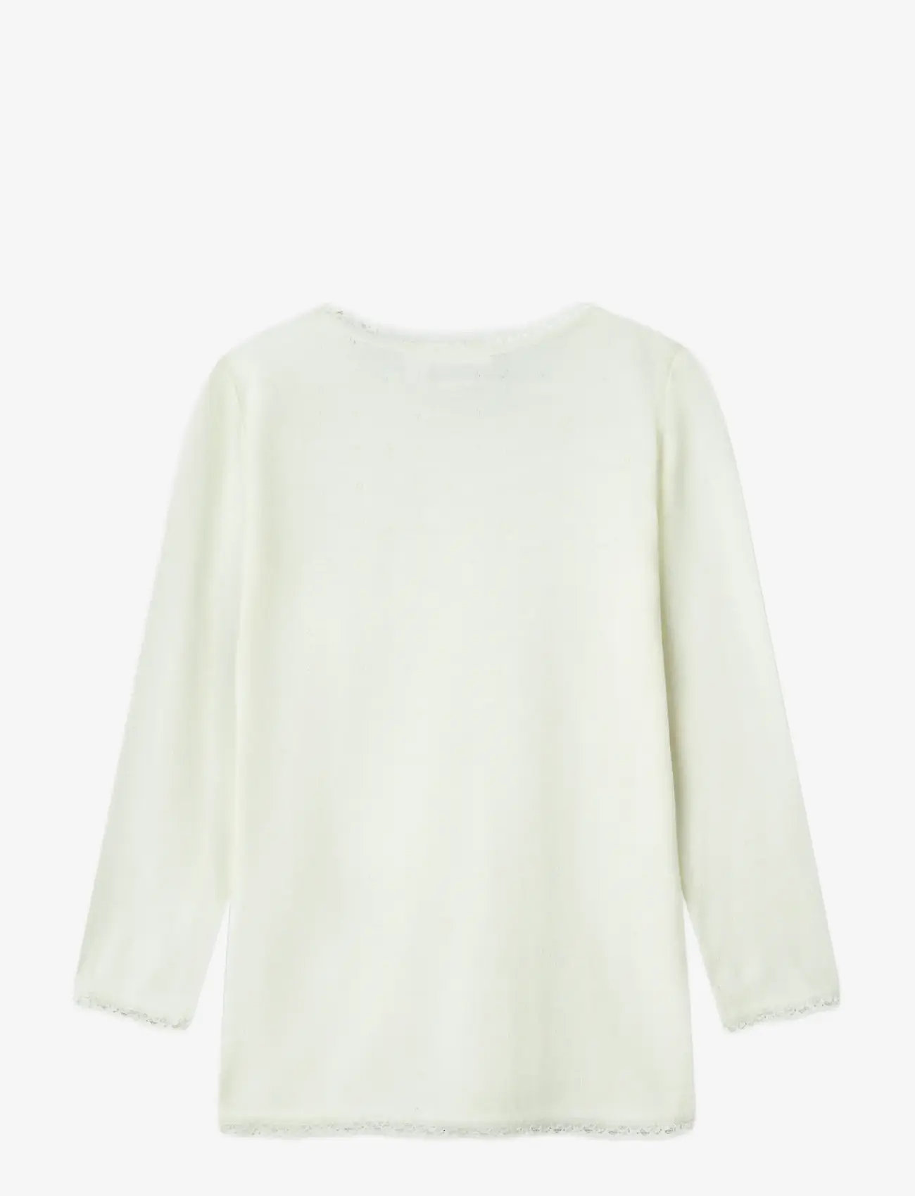 name it - NMFWANG WOOL NEEDLE LS TOP SOLID NOOS - långärmade t-shirts - snow white - 1