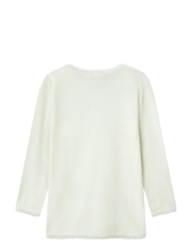 name it - NMFWANG WOOL NEEDLE LS TOP SOLID NOOS - långärmade t-shirts - snow white - 1