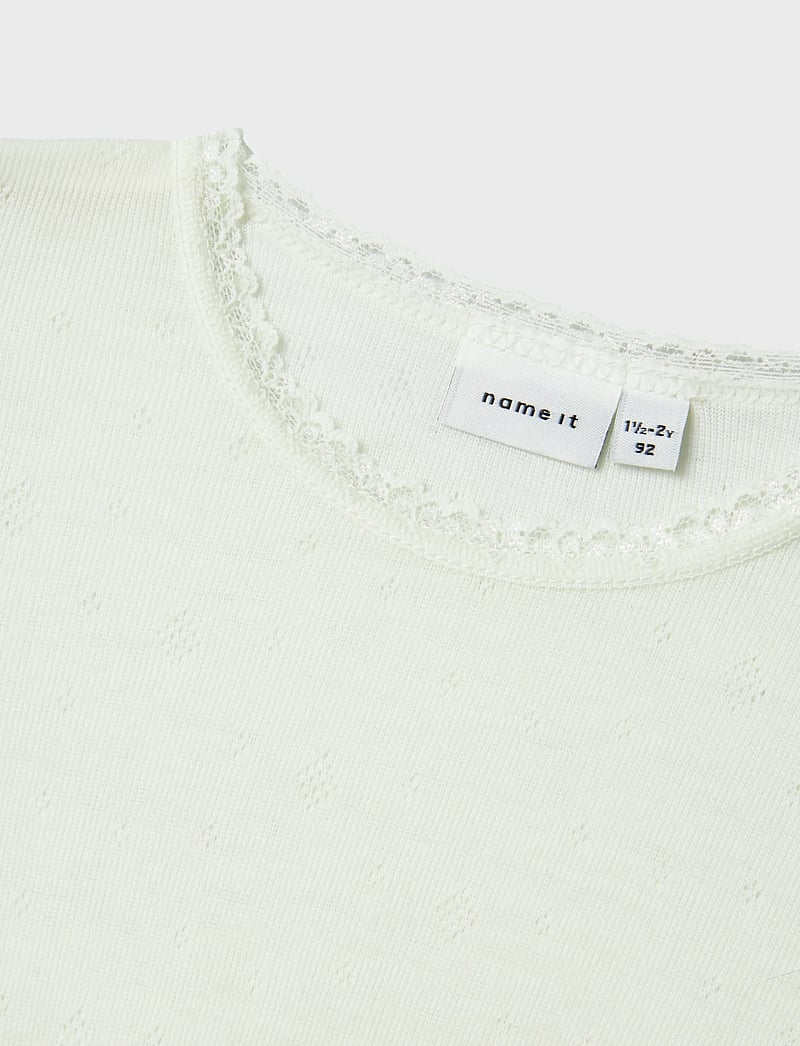 name it - NMFWANG WOOL NEEDLE LS TOP SOLID NOOS - långärmade t-shirts - snow white - 2