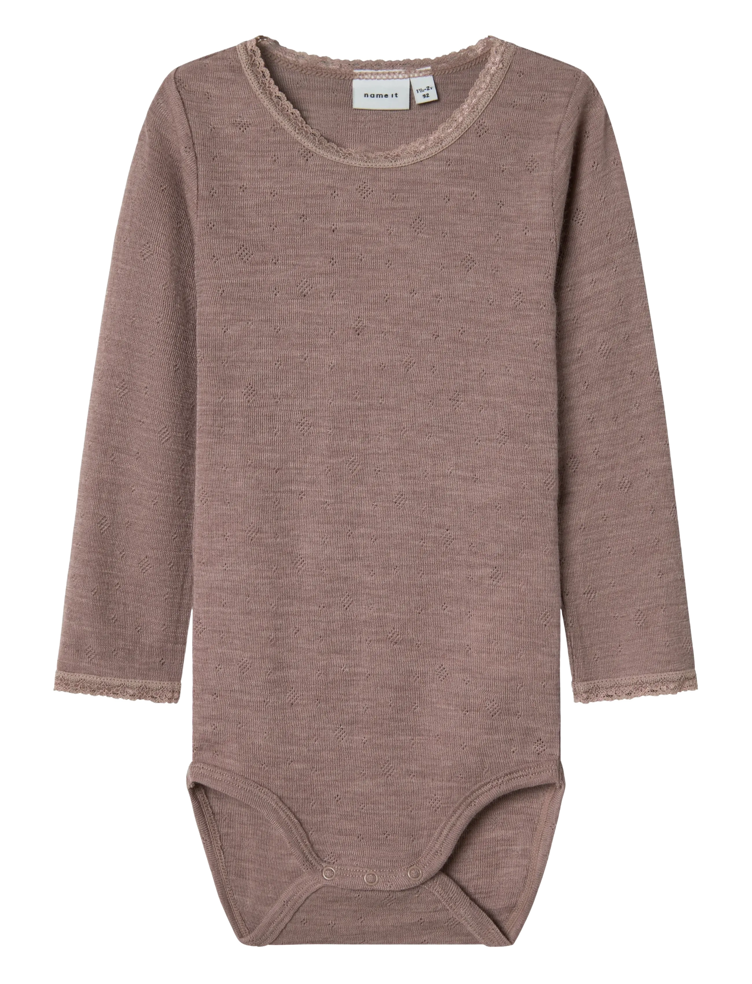 name it NMFWANG WOOL NEEDLE LS BODY SOLID - 4 for 3 - ANTLER / pink/rose