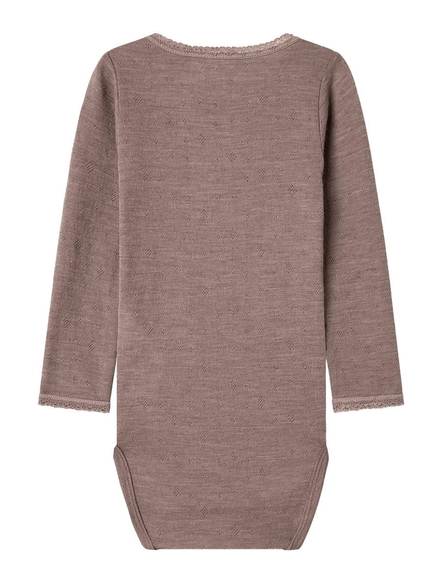 name it - NMFWANG WOOL NEEDLE LS BODY SOLID - uldundertøj baby - antler - 2