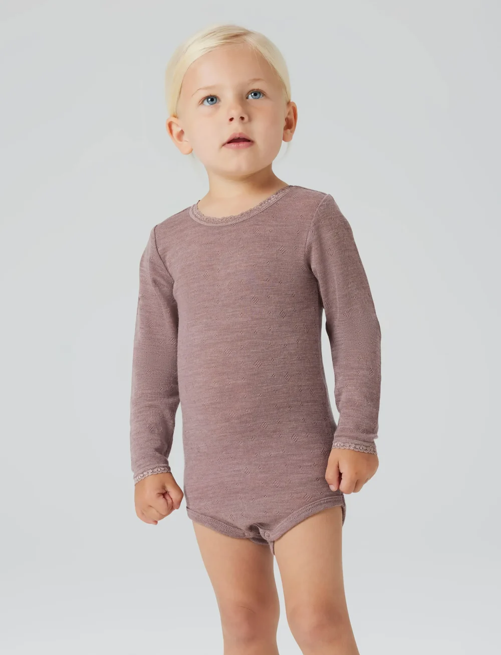 name it - NMFWANG WOOL NEEDLE LS BODY SOLID - base layer baby - antler - 0