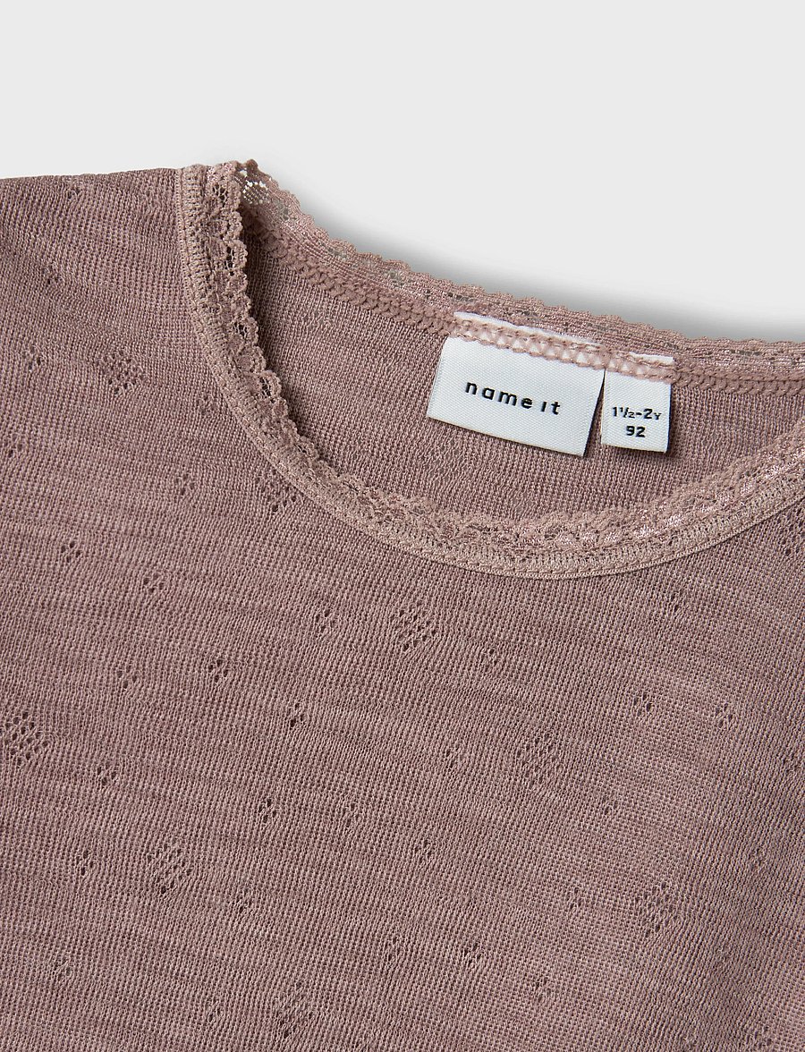 name it - NMFWANG WOOL NEEDLE LS BODY SOLID - uldundertøj baby - antler - 3