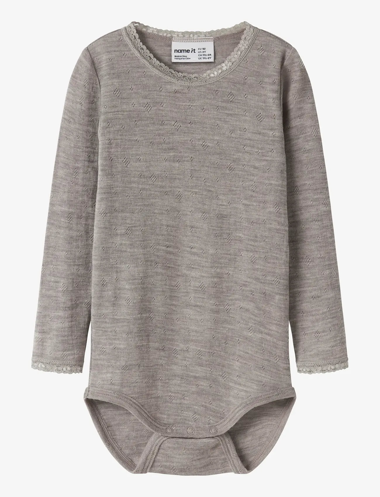 name it NMFWANG WOOL NEEDLE LS BODY SOLID - Shoppa efter storlek - SATELLITE / grey