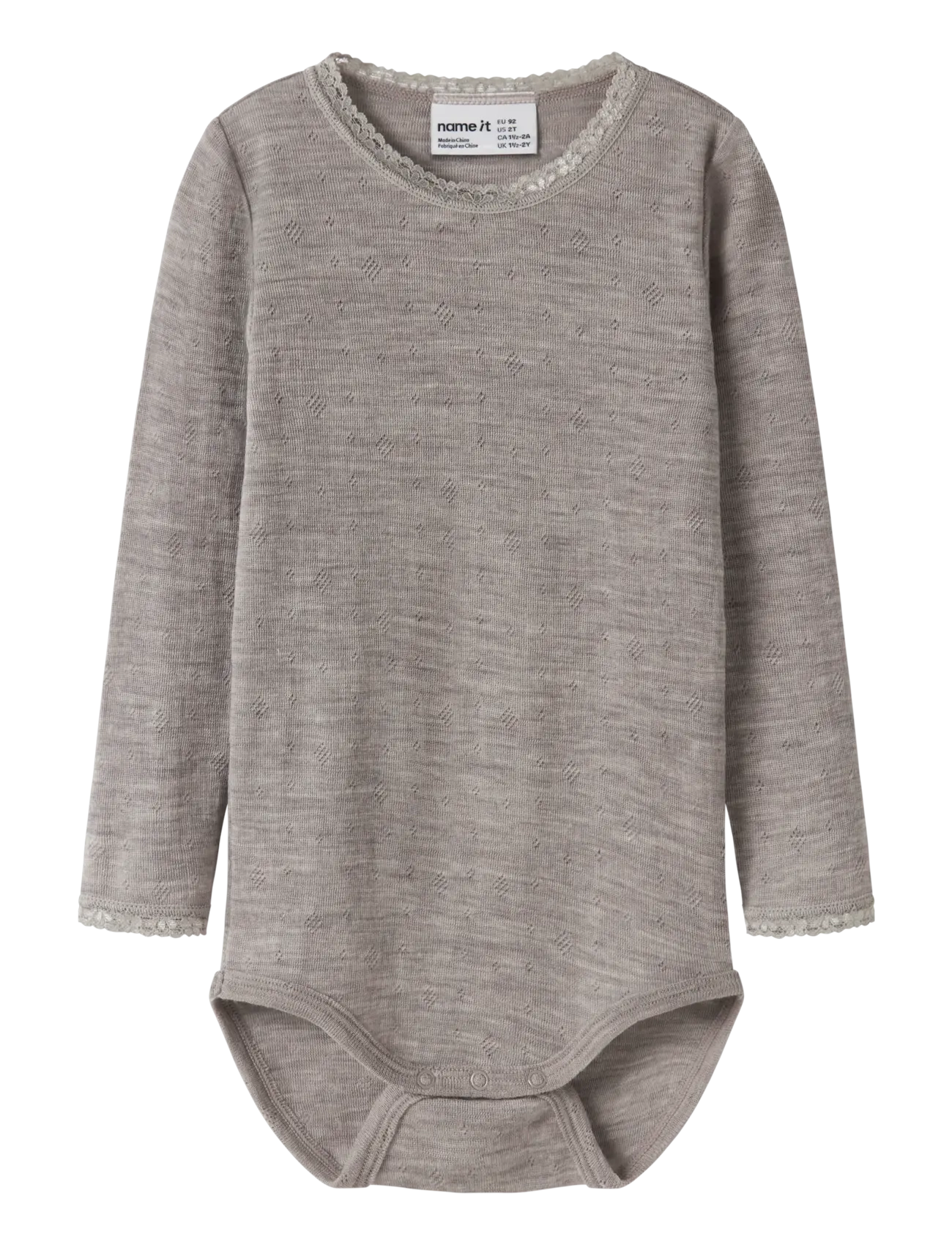 name it - NMFWANG WOOL NEEDLE LS BODY SOLID - underställ baby - satellite - 0