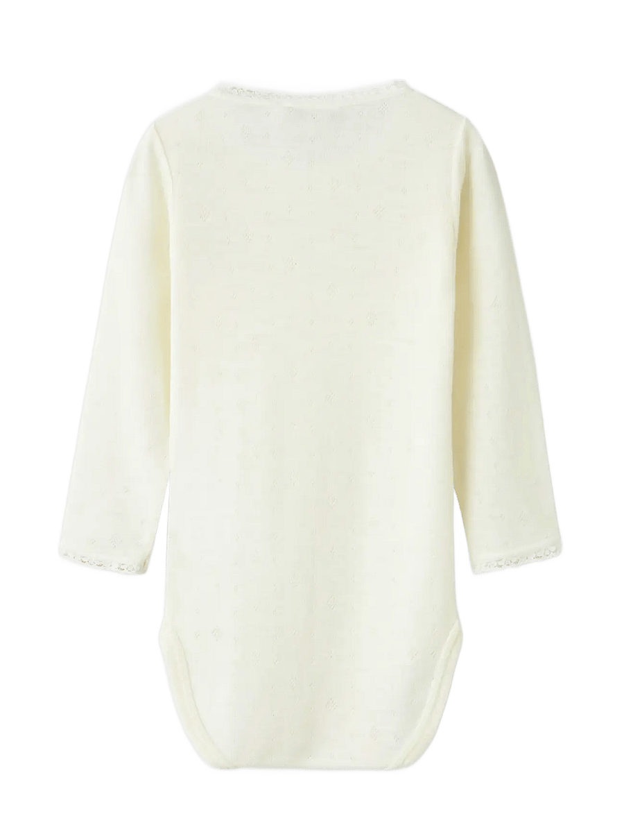 name it - NMFWANG WOOL NEEDLE LS BODY SOLID - underställ baby - snow white - 2