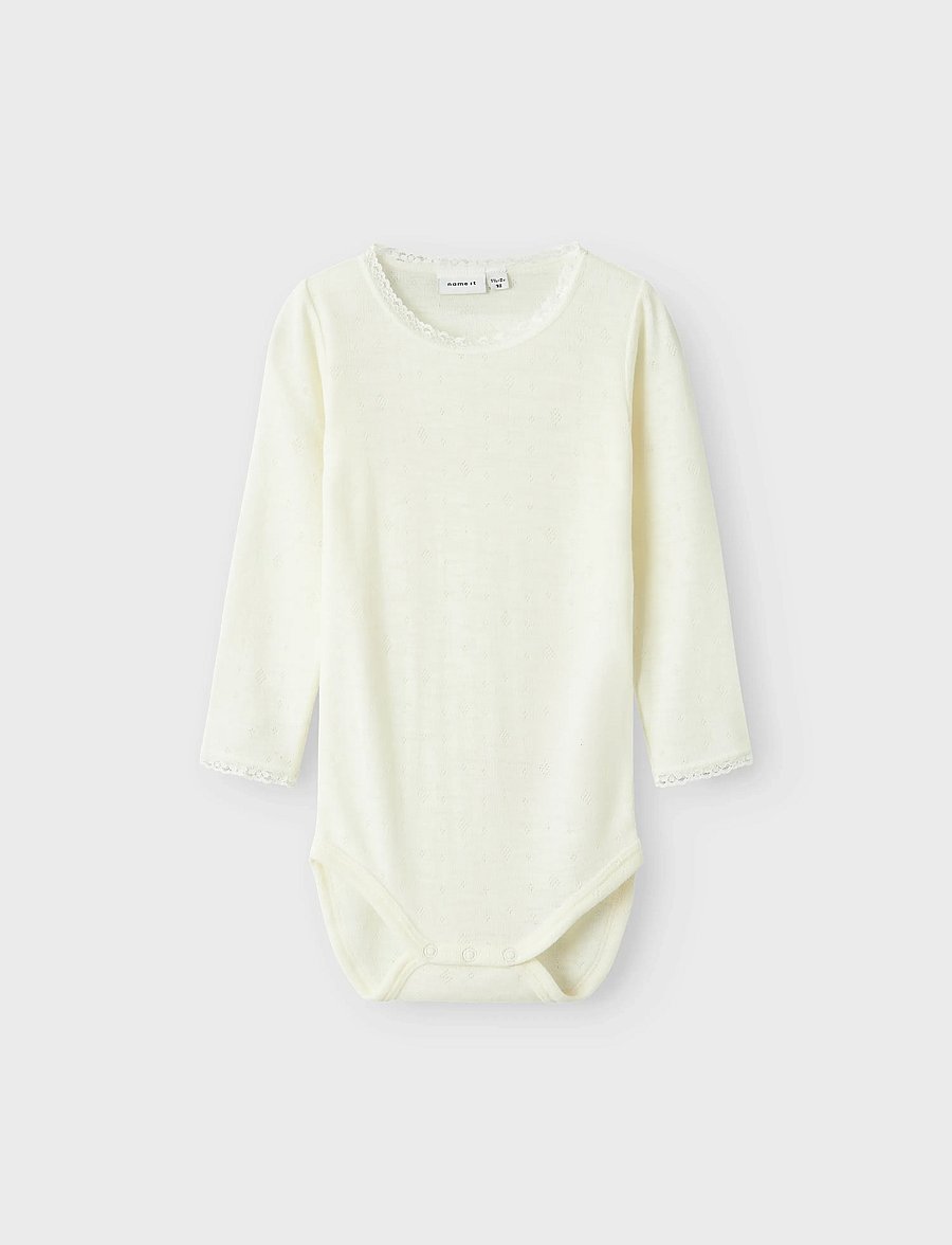 name it - NMFWANG WOOL NEEDLE LS BODY SOLID - underställ baby - snow white - 0