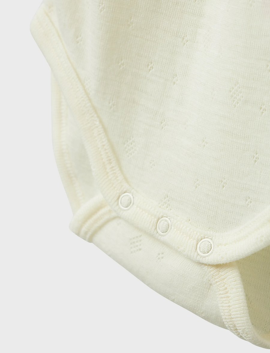 name it - NMFWANG WOOL NEEDLE LS BODY SOLID - underställ baby - snow white - 3