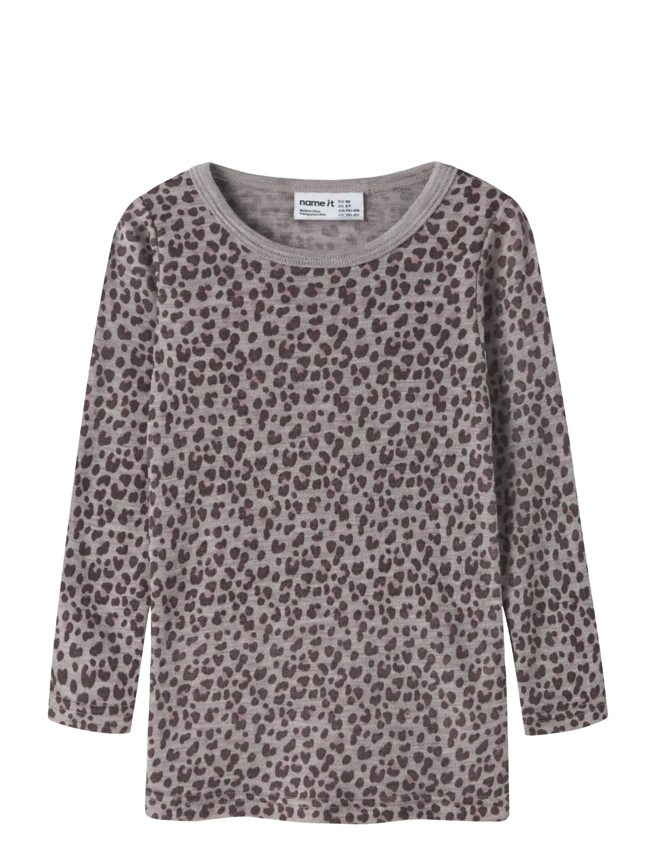 name it NMFWANG WOOL RIB LS TOP AOP - Alussärgid - SATELLITE / grey