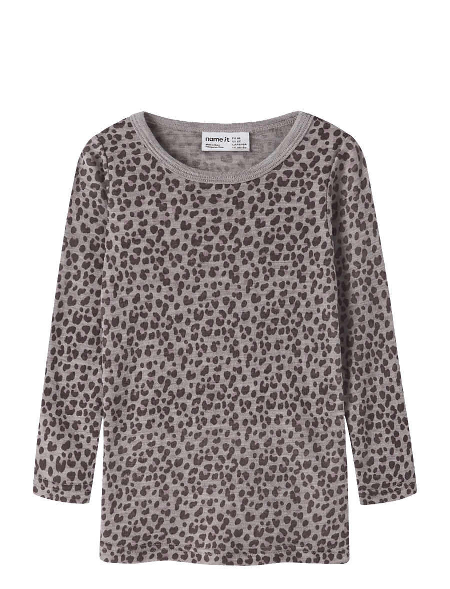 name it - NMFWANG WOOL RIB LS TOP AOP - pikkade varrukatega t-särgid - satellite - 0