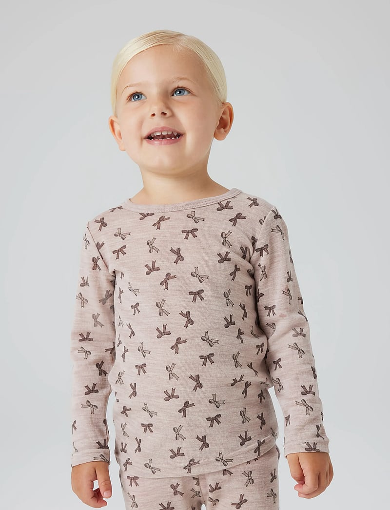 name it - NMFWANG WOOL RIB LS TOP AOP - langärmelig - shadow gray - 0