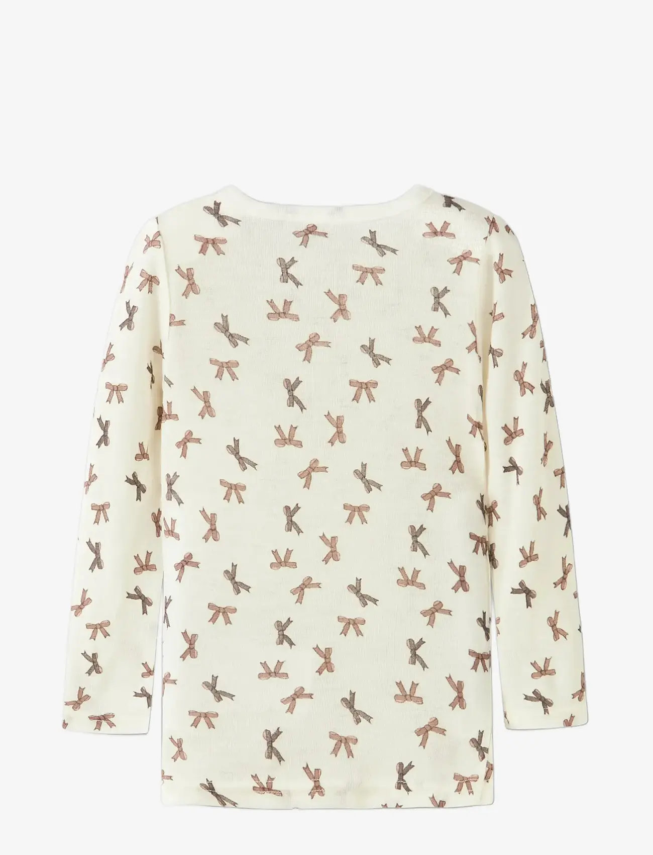 name it - NMFWANG WOOL RIB LS TOP AOP - efterårstøj - snow white - 2