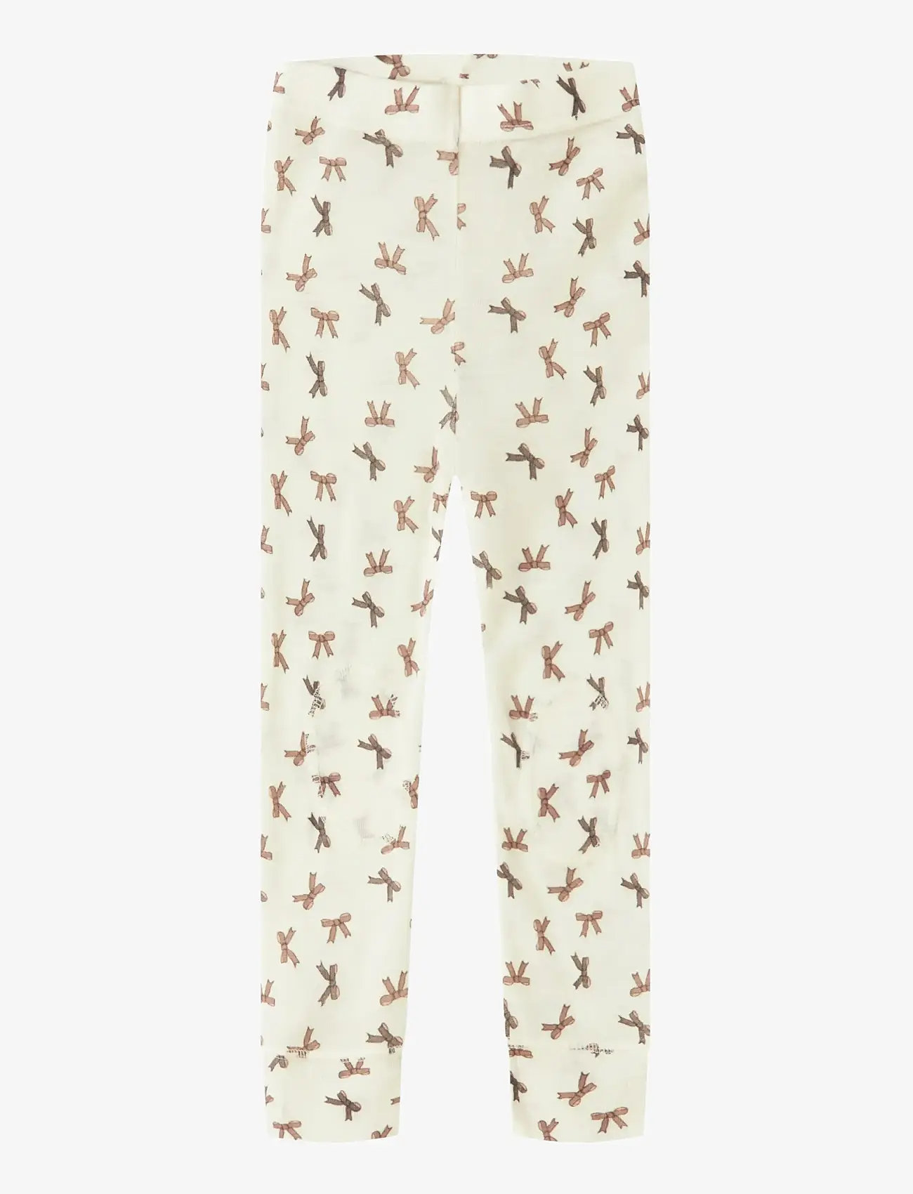 name it - NMFWANG WOOL RIB LEGGING AOP - efterårstøj - snow white - 0