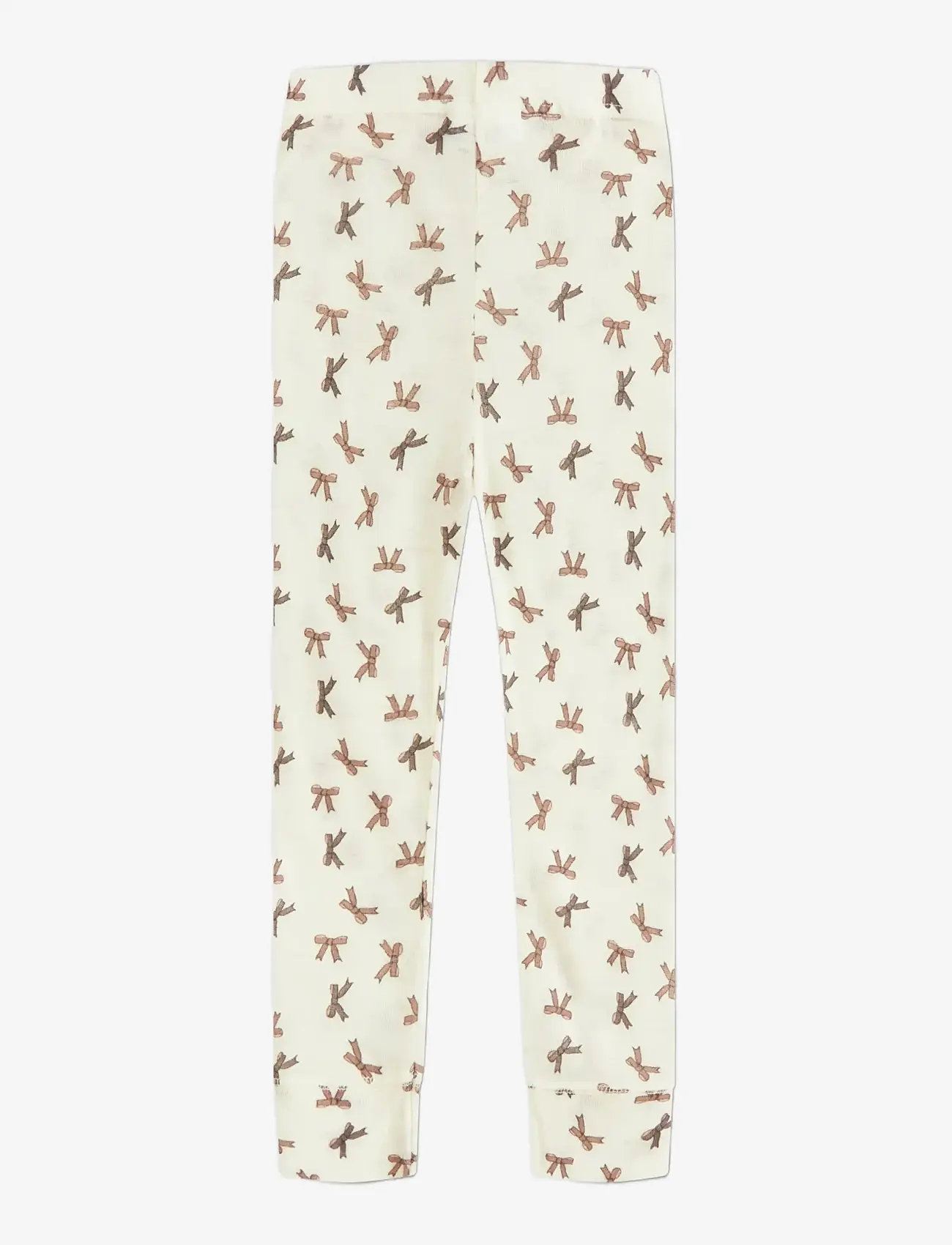 name it - NMFWANG WOOL RIB LEGGING AOP - efterårstøj - snow white - 1