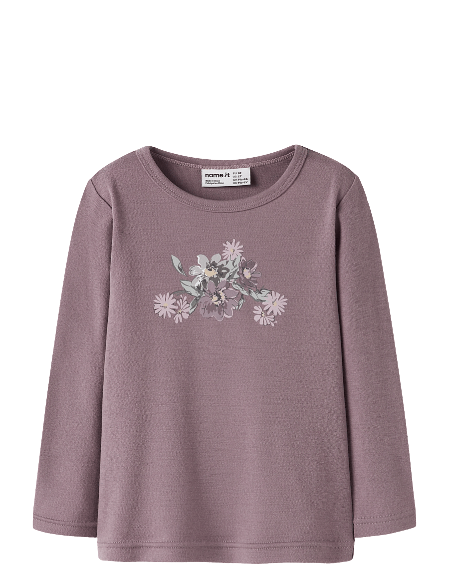name it - NMFWILLITUS WOOL LS TOP - langærmede t-shirts - toadstool - 0